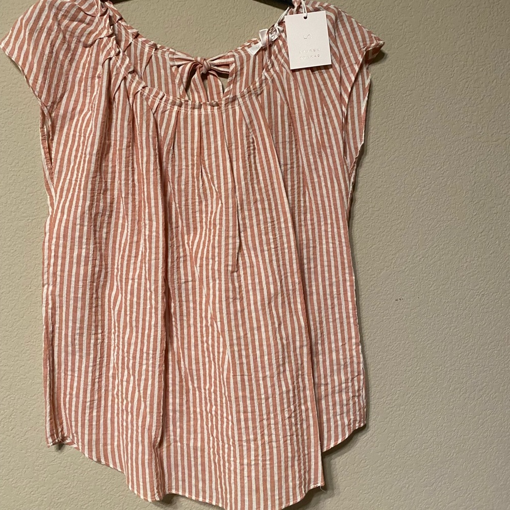 Lauren Conrad pink and white striped shirt